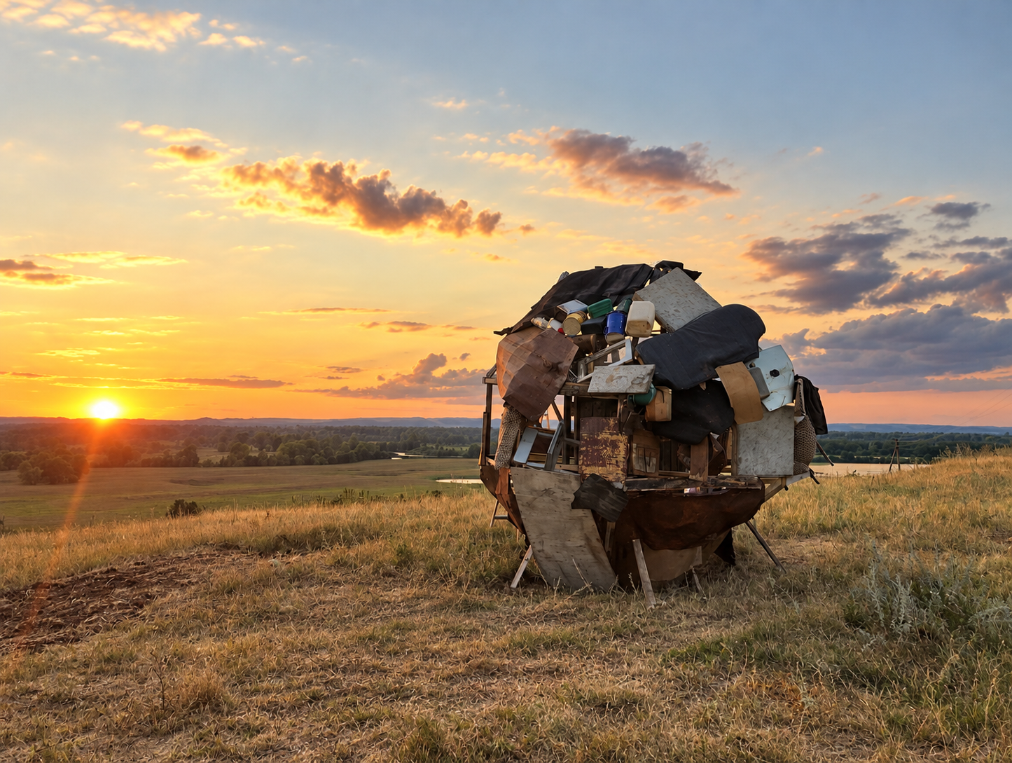 Sisyphus installation at sunset